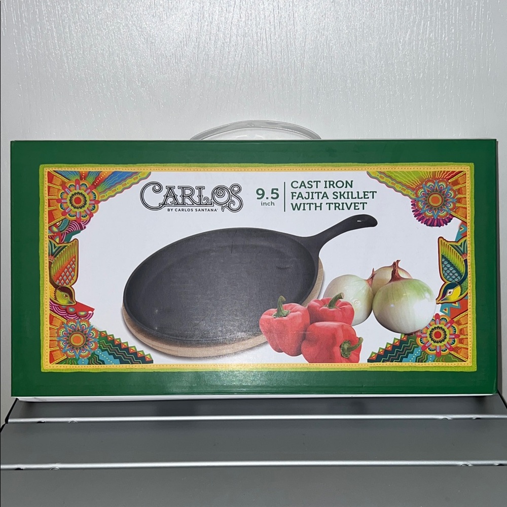 Carlos Santana Black Cast Iron Skillet with Trivet 9.5”